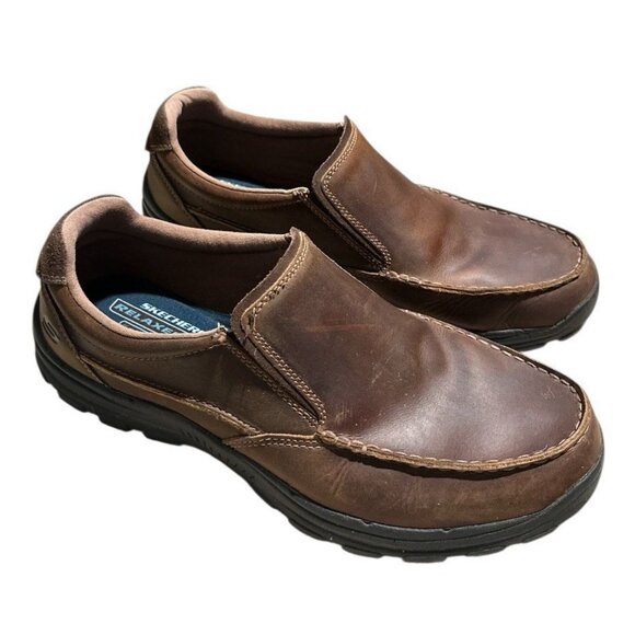 Skechers Relaxed Fit Gel Infused Memory Foam Leather Brown 64502 Size 12 US - Picture 2 of 9